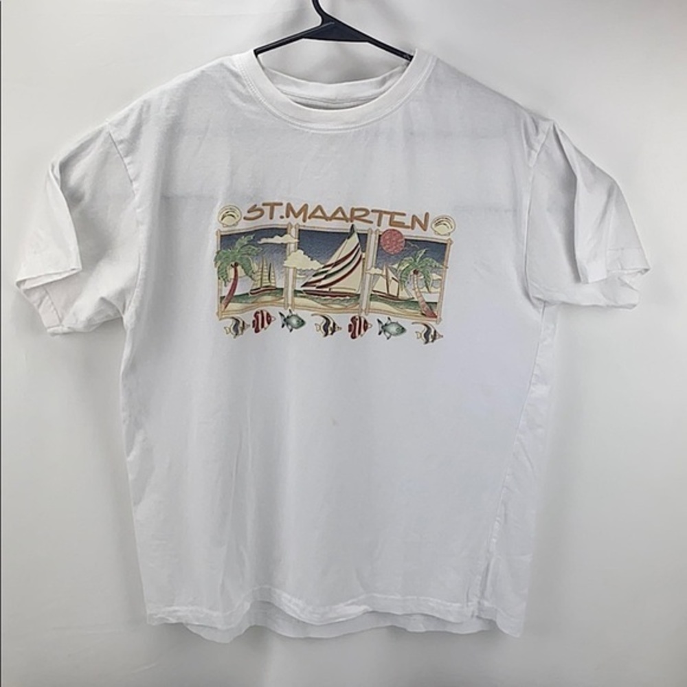 St.Marten White Shirt Caribbean T’s Size XL - Picture 1 of 9